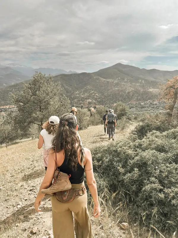 Hiking the mountain trail together