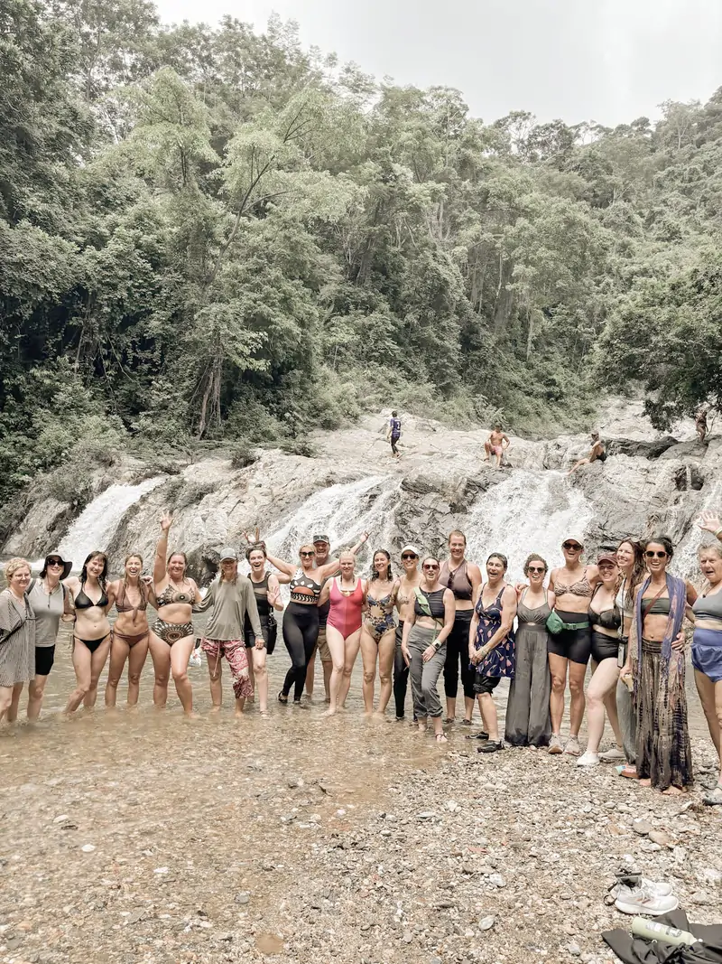 The Rebel group at the waterfall in Colombia