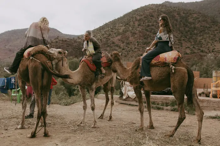 Riding camels through the Atlas foothills