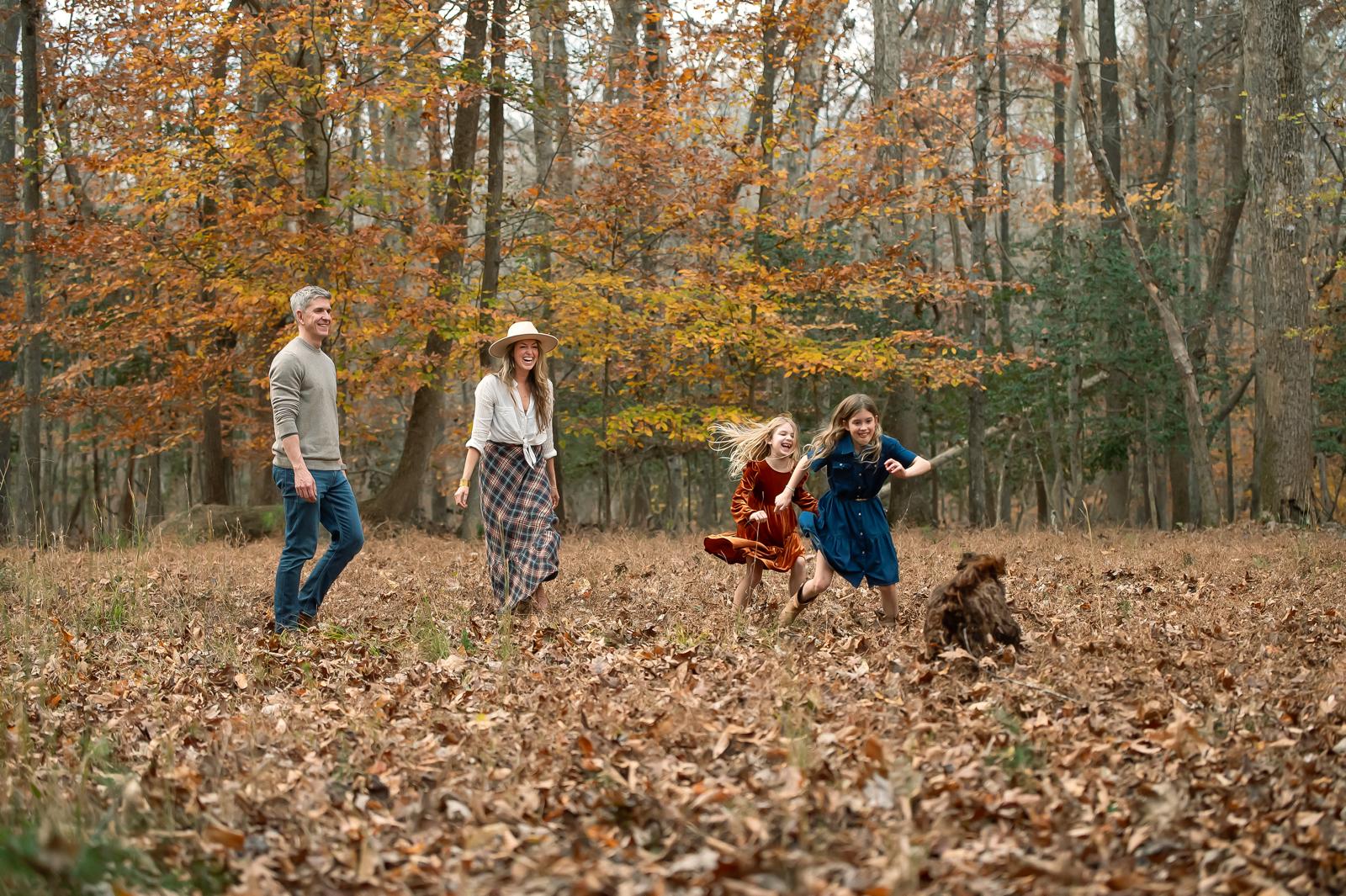 The girls running with the doggie