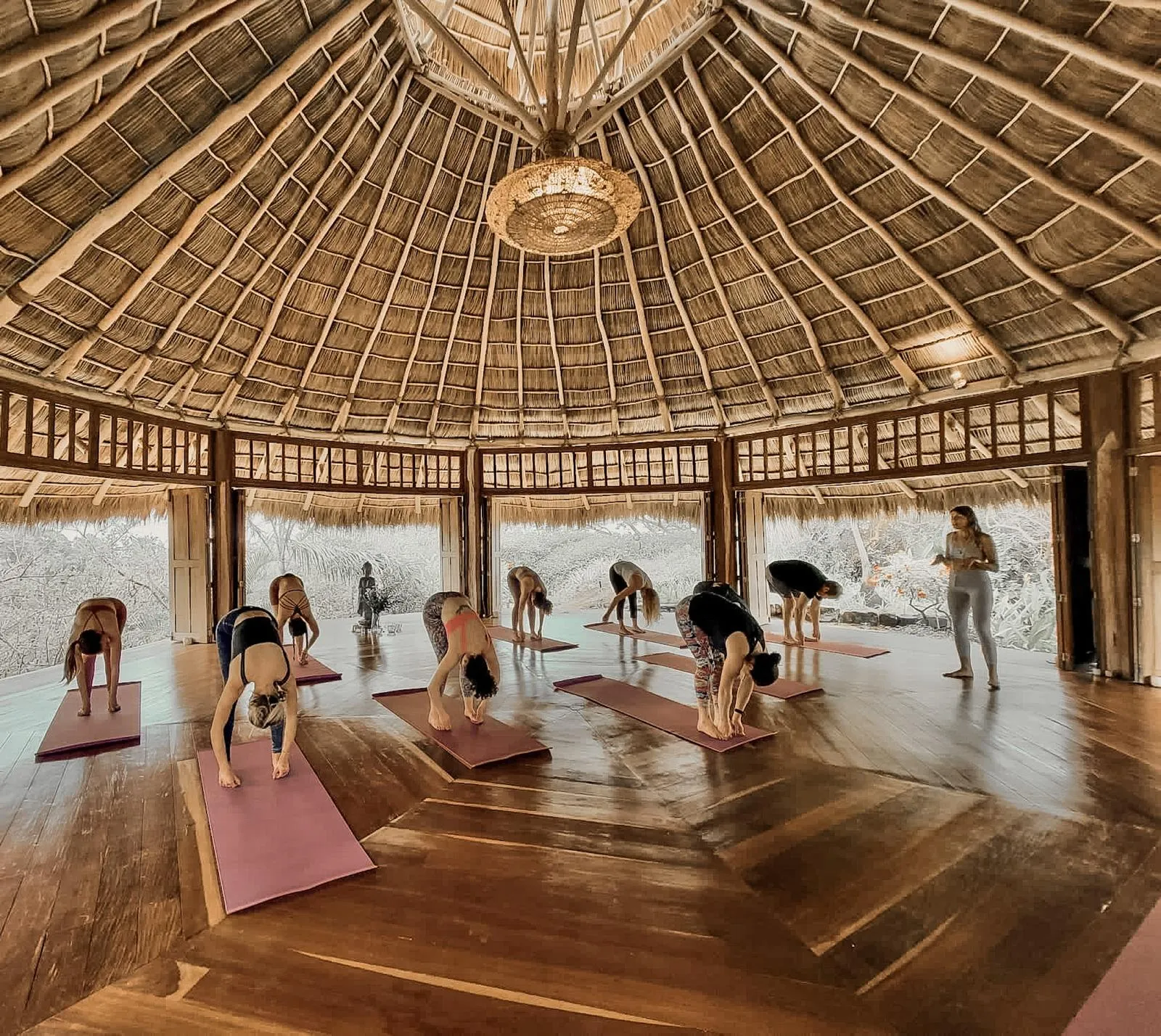 Practice in the open shala